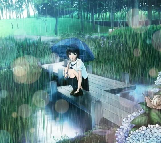 下雨動漫圖，學(xué)習(xí)、成長與彩虹橋的自信與成就感