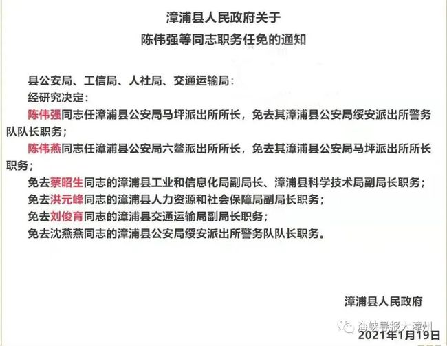 漳州市最新任免公示通知發(fā)布